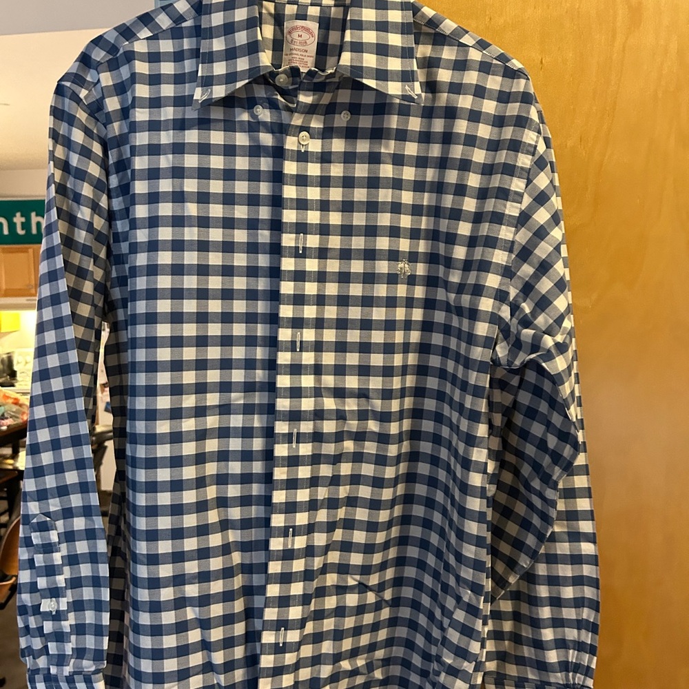 Brooks Brothers Blue and White Plaid Button Down Shirt